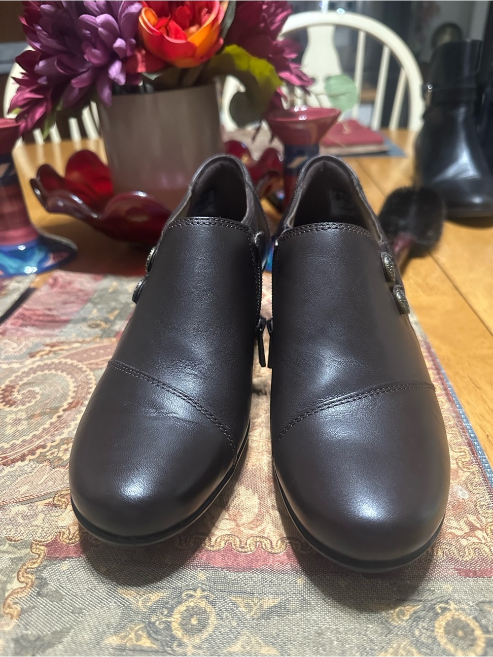 Clarks Women's Dark Brown Leather Slip-On Loafers